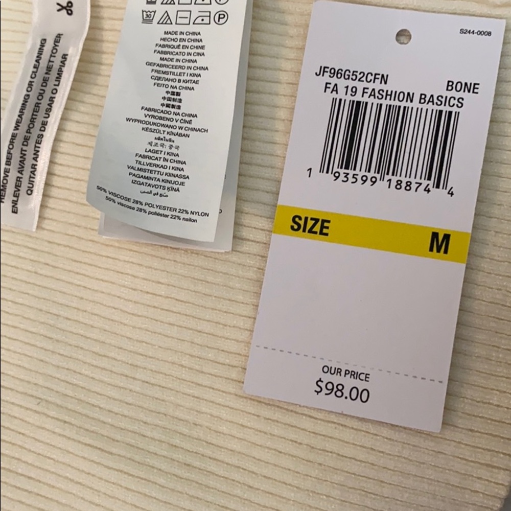 Michael Kors Turtleneck Short Sleeve Sweater Bone Size L JF96G52CFN - Picture 12 of 14